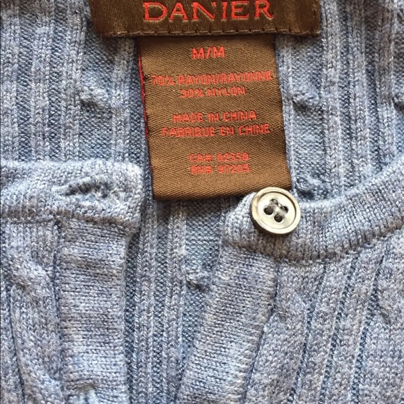 Danier Women Button Down Cardigan Light Cable Knit Medium Denim Blue - Picture 7 of 9